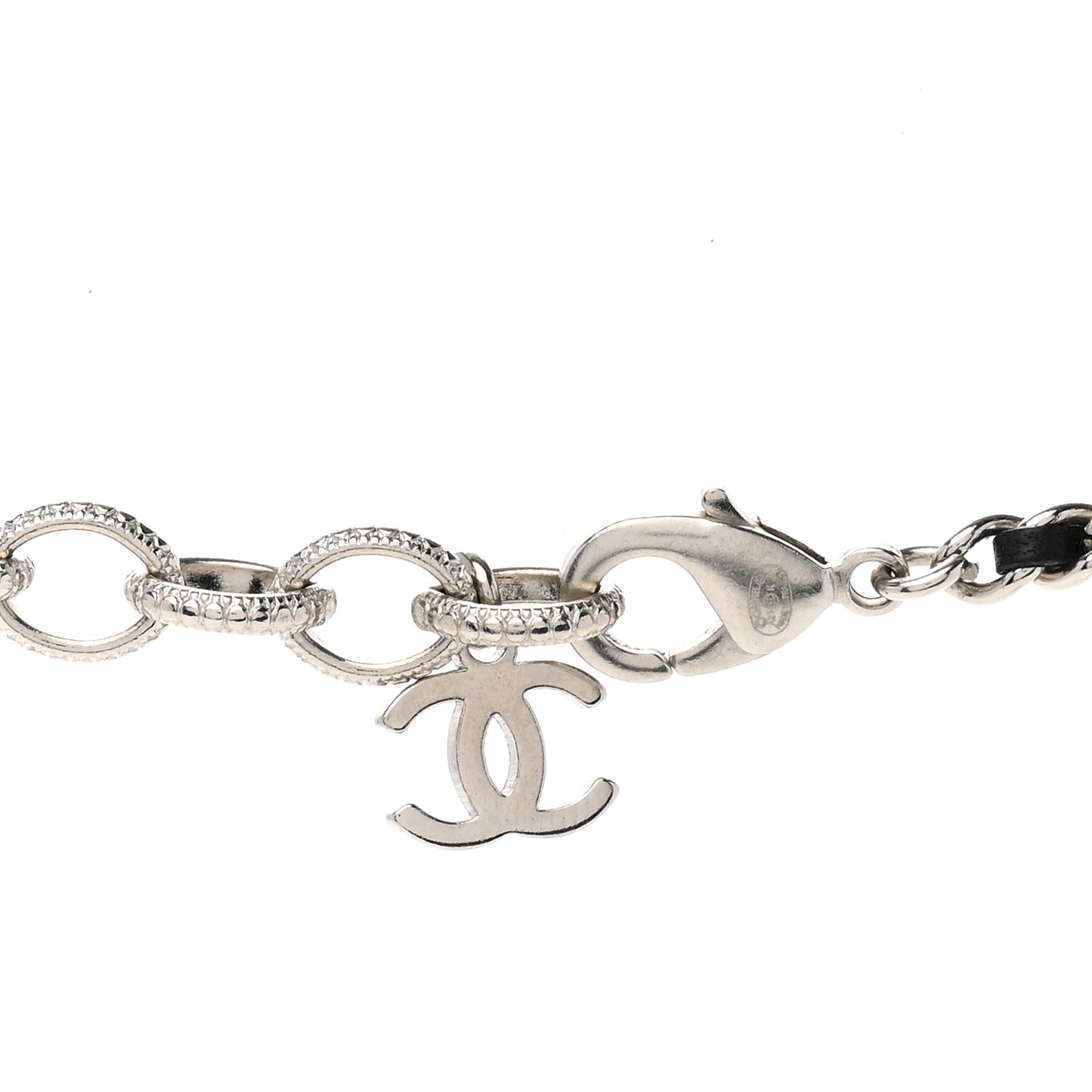 Metal CC Crystal Locket Necklace Black