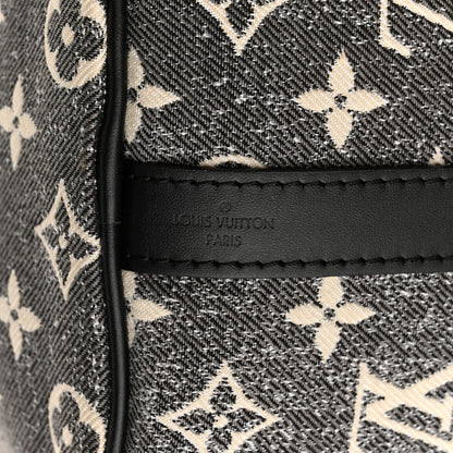 Louis Vuitton Denim Monogram Jacquard Speedy Bandouliere 25 Black 7 of 10