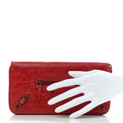Balenciaga Agneau Classic Hardware Compagnon Wallet Rouge Coquelicot 2 of 8