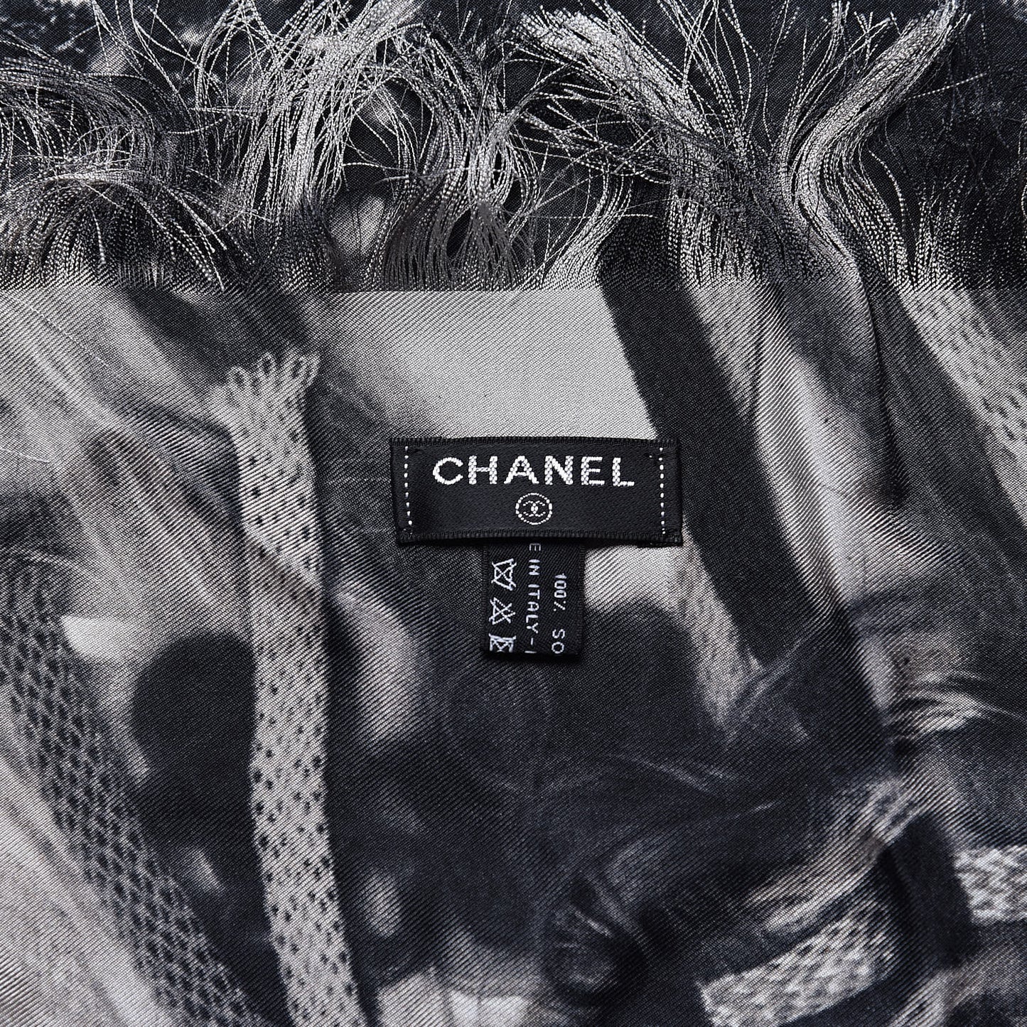 Silk Weave Print Scarf Black