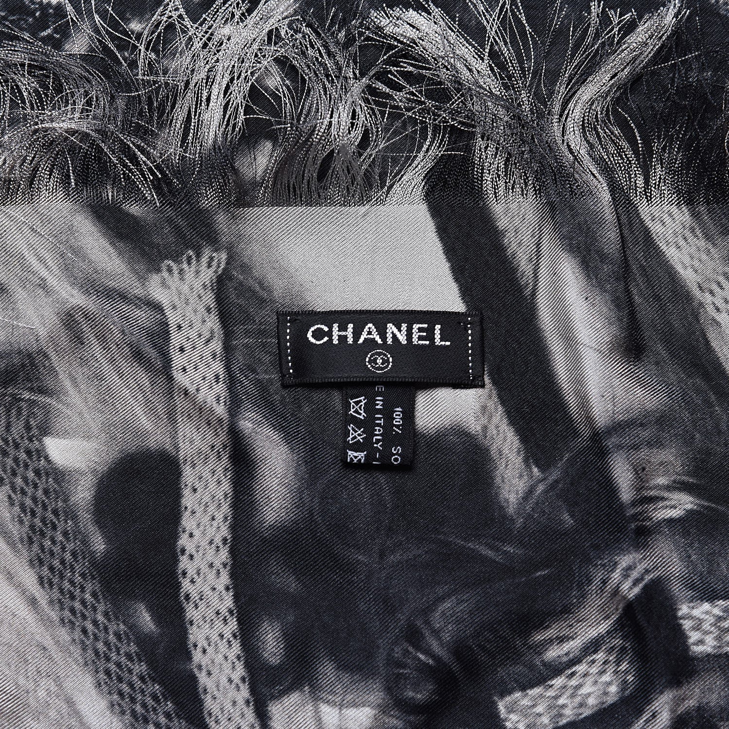 Chanel Silk Weave Print Scarf Black 6 of 6