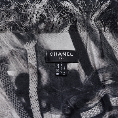 Chanel Silk Weave Print Scarf Black 6 of 6