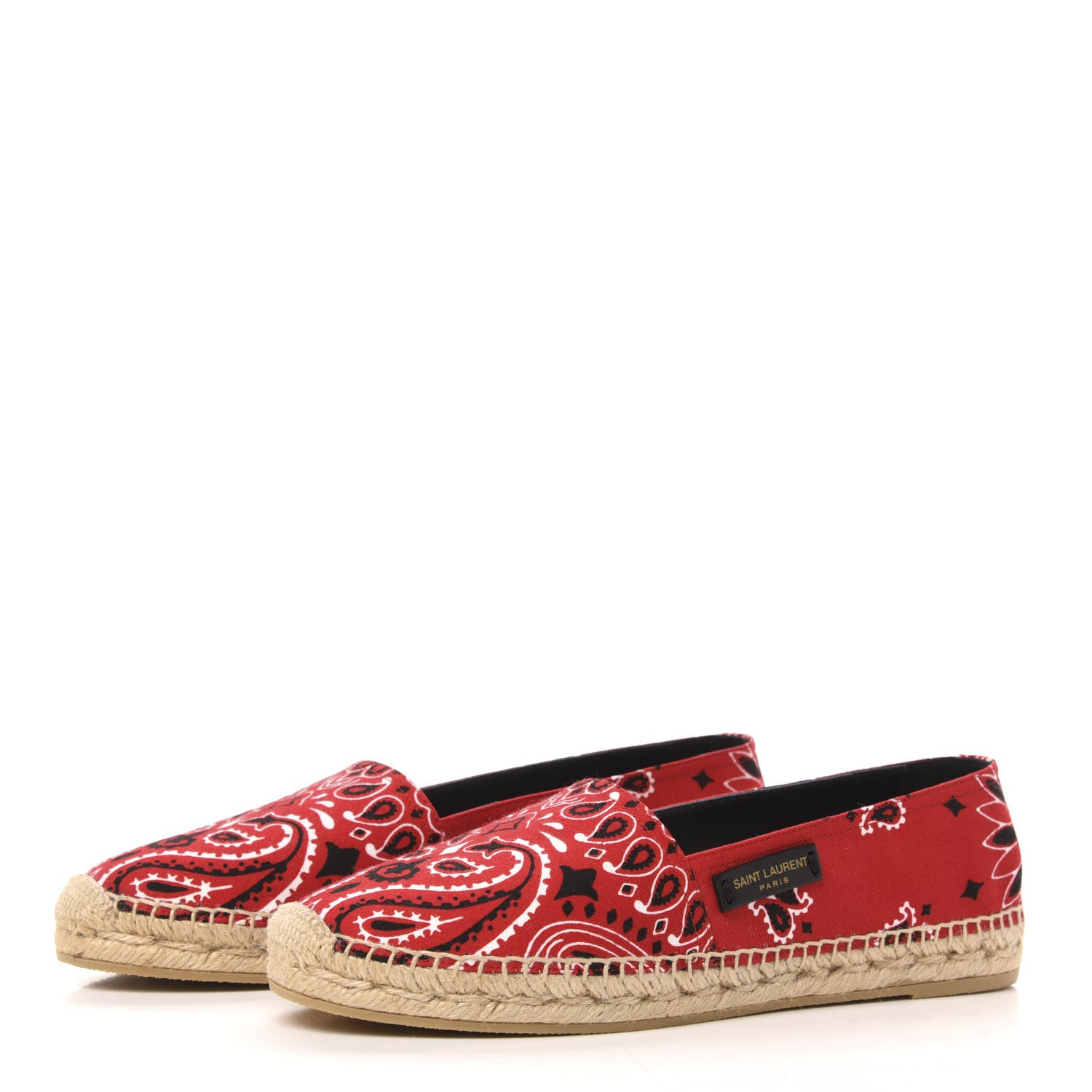 Saint Laurent Bandana Print Canvas Espadrilles 39 Red 3 of 9
