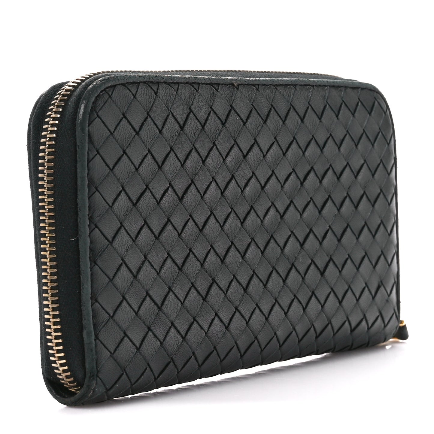 Nappa Intrecciato Zip Around Wallet Black