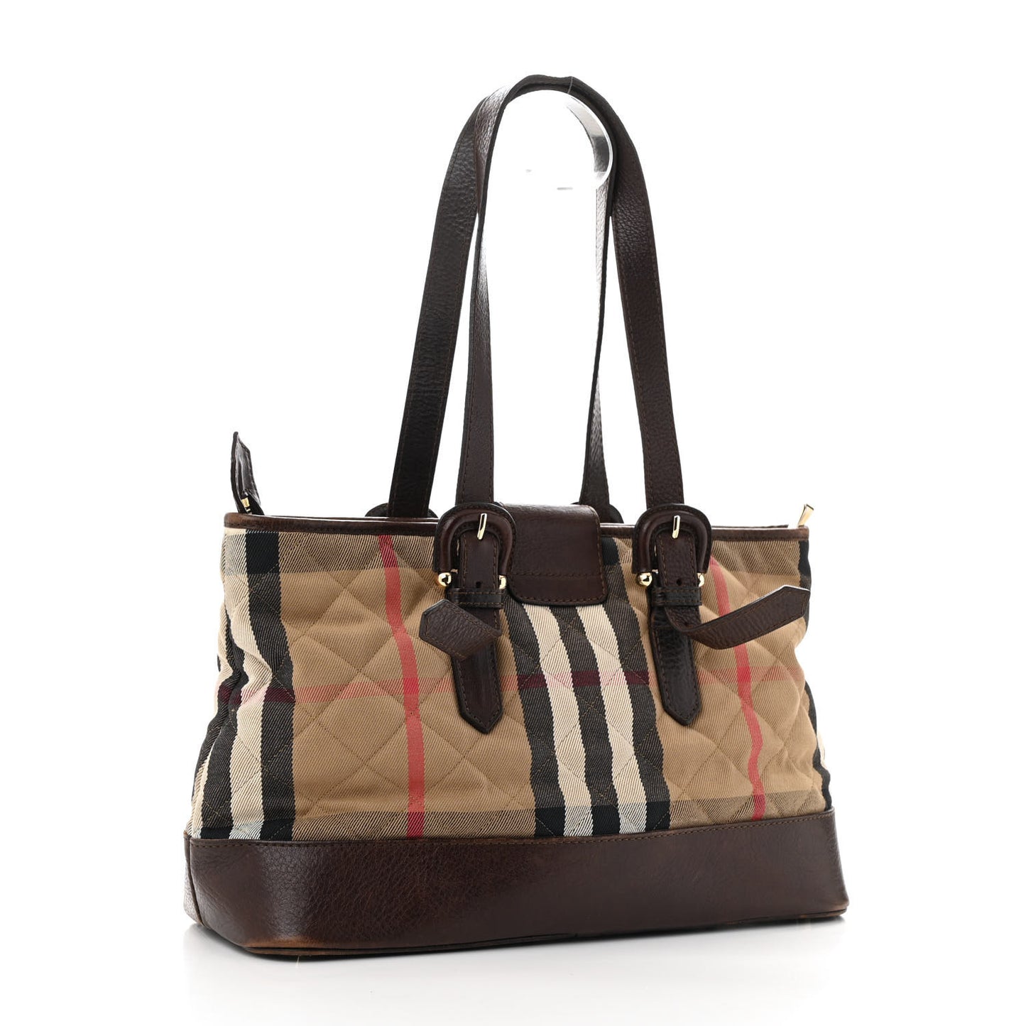 House Check Quilted Tote Brown