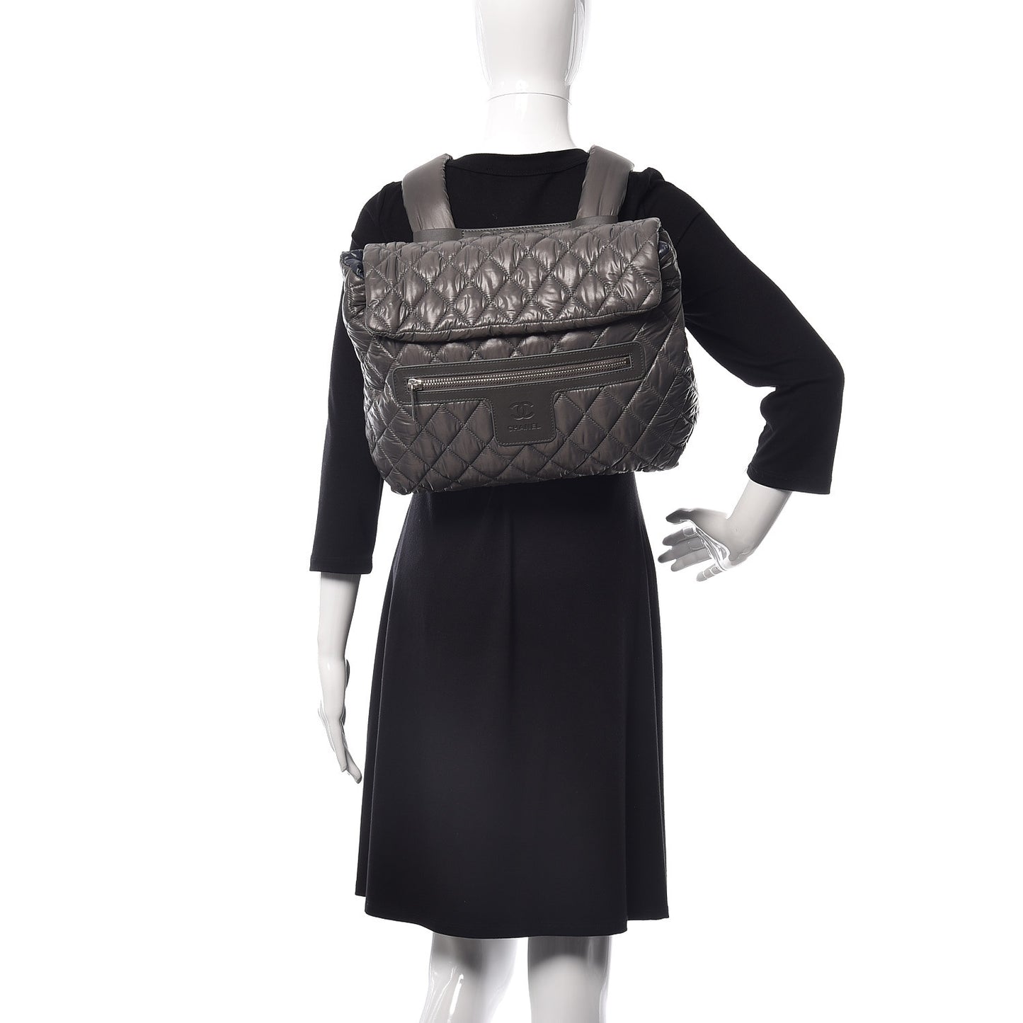 Nylon Quilted Coco Cocoon Backpack Gray