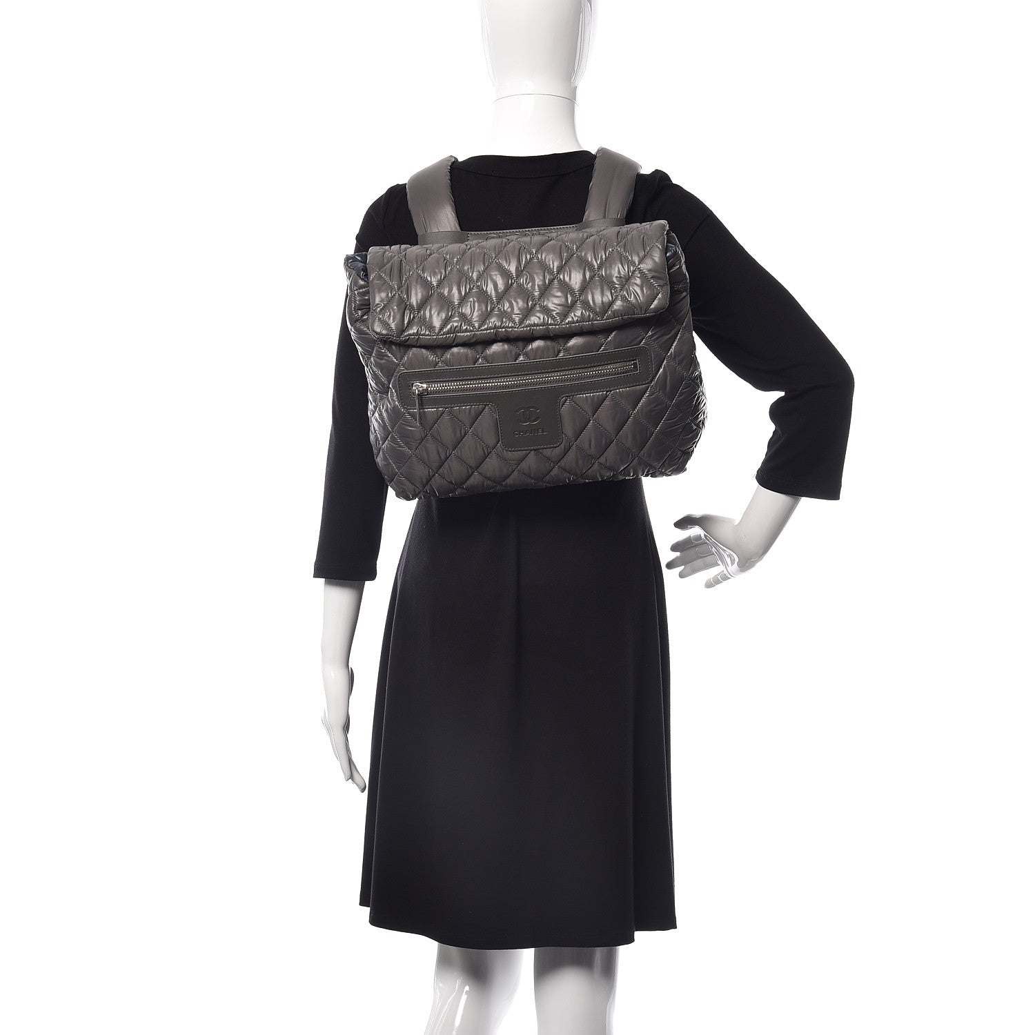 Chanel Nylon Quilted Coco Cocoon Backpack Gray 2 of 9