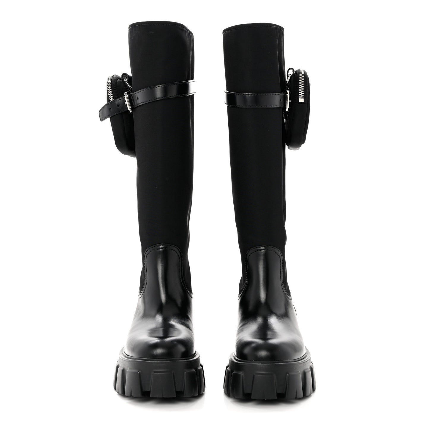 Spazzolato Rois Re-Nylon Metal Triangle Logo Monolith Pouch Pocket 55mm Tall Boots 37 Black