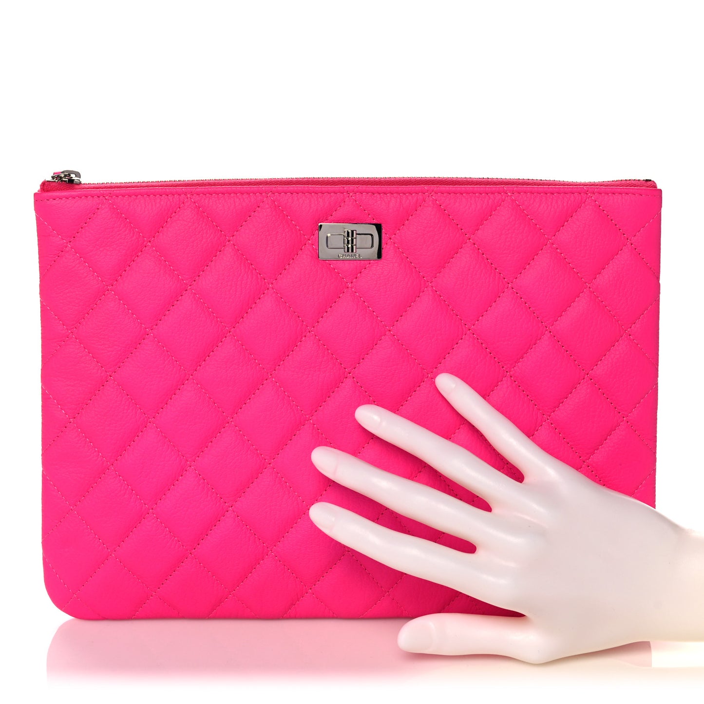 Goatskin Quilted Medium 2.55 Reissue Cosmetic Case Fluorescent Pink