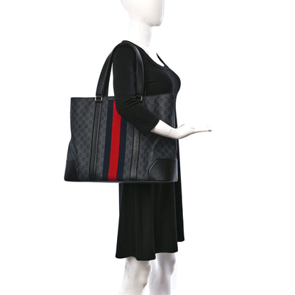 Gucci GG Supreme Monogram Web Tote Black Grey 2 of 9