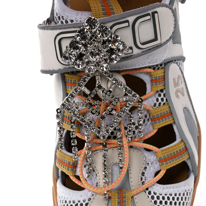 Gucci Mesh Fabric Tinsel Sport Sandals 38 White Silver 11 of 13
