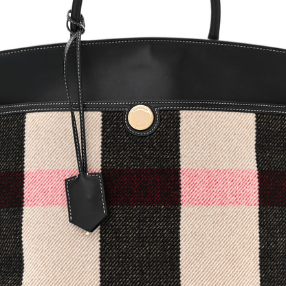 Burberry Calfskin Wool Cashmere Vintage Check Medium Society Tote Archive Beige 7 of 11