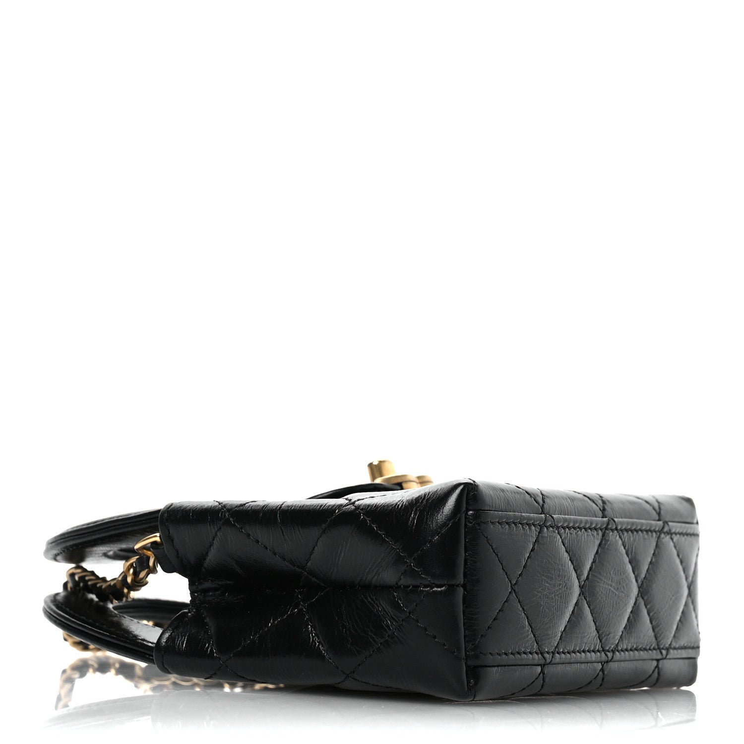 Chanel Shiny Aged Calfskin Quilted Mini Nano Kelly Shopper Black 4 of 11