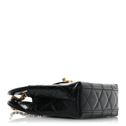 Chanel Shiny Aged Calfskin Quilted Mini Nano Kelly Shopper Black 4 of 11