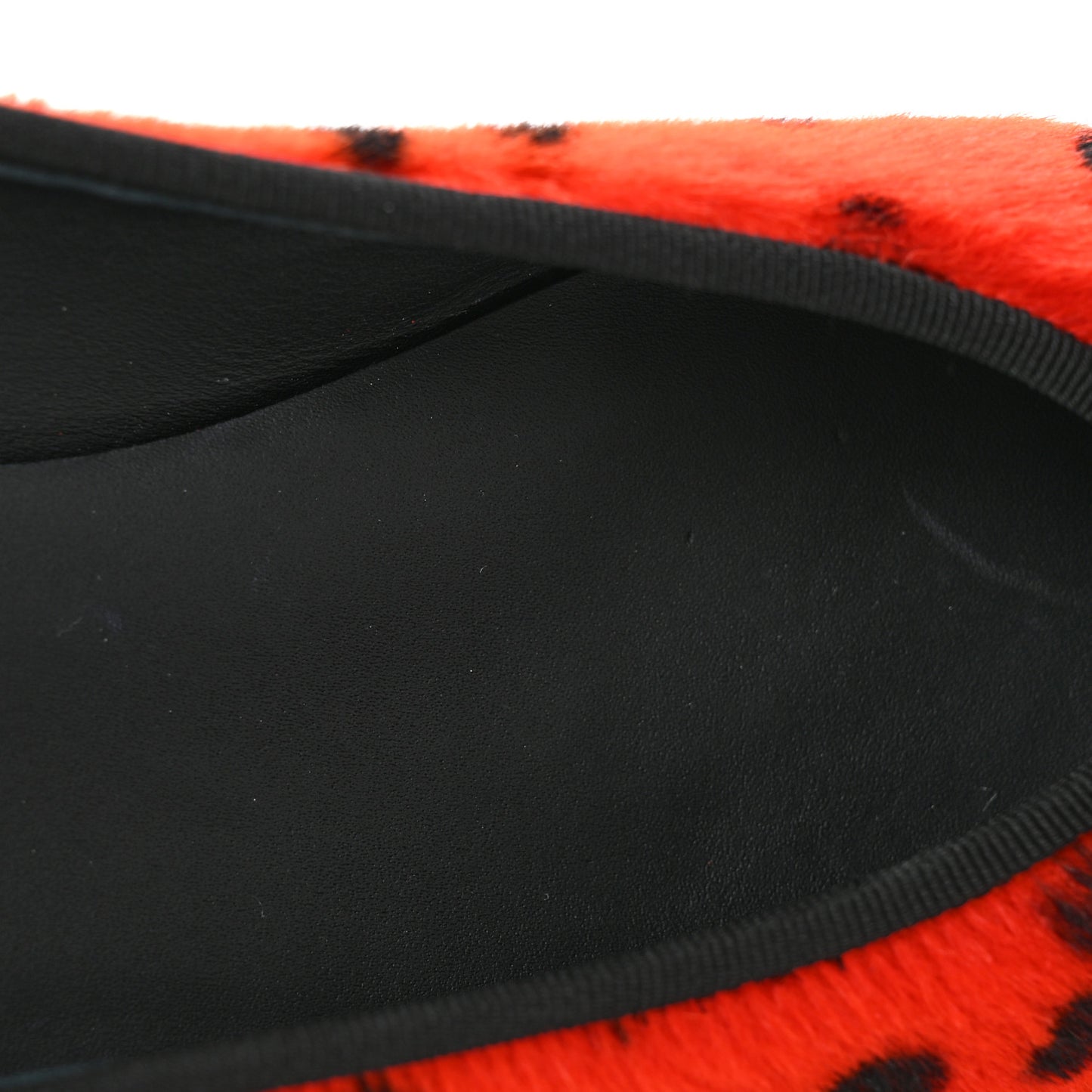 Lamb Hair Patent Calfskin Cap Toe CC Ballet Flats 38 Orange Black White