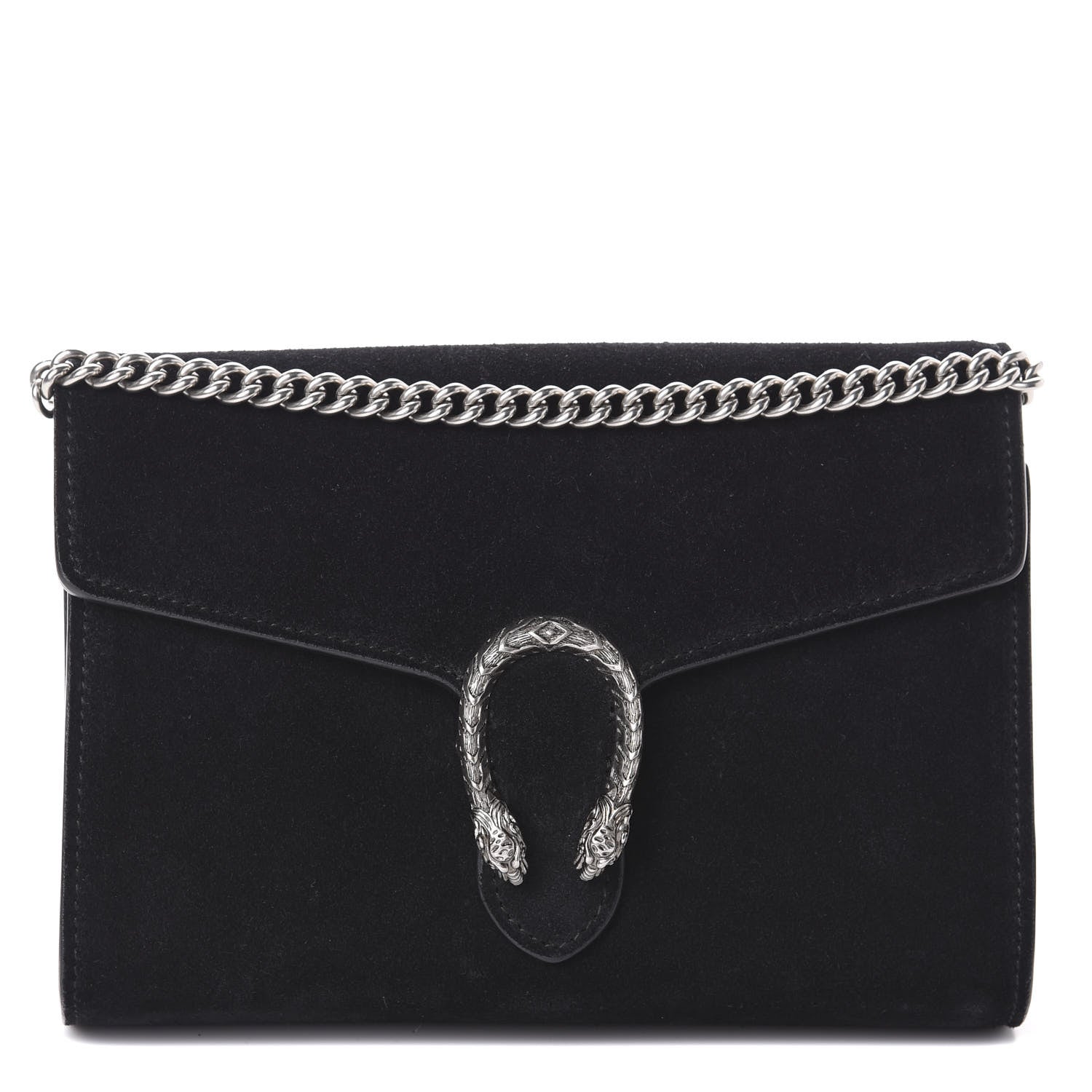 Gucci Suede Mini Dionysus Chain Wallet Black 1 of 8