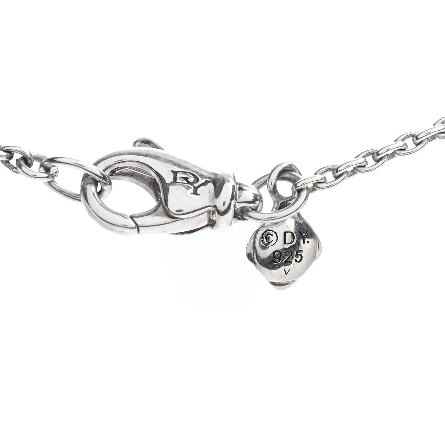 David Yurman Sterling Silver Diamond Blue Topaz Chatelaine Oval Pendant Necklace 4 of 4