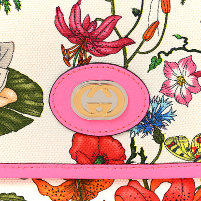 Gucci Canvas Flora Floral Shoulder Bag White Fuchsia Fluo 7 of 9