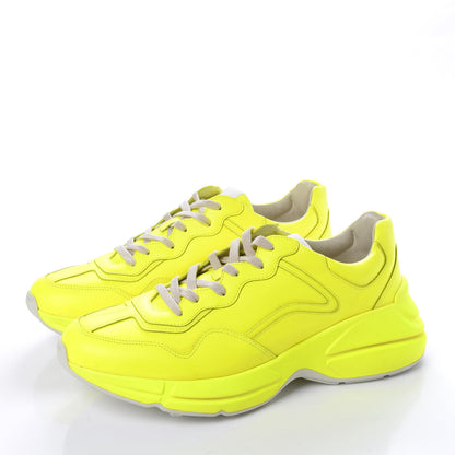 Gucci Calfskin Mens Rhyton Sneakers 10.5 Yellow Fluo 3 of 12