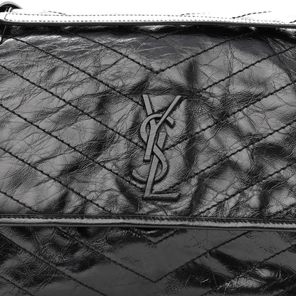 Saint Laurent Crinkled Calfskin Matelasse Monogram Large Niki Chain Satchel Black 7 of 9