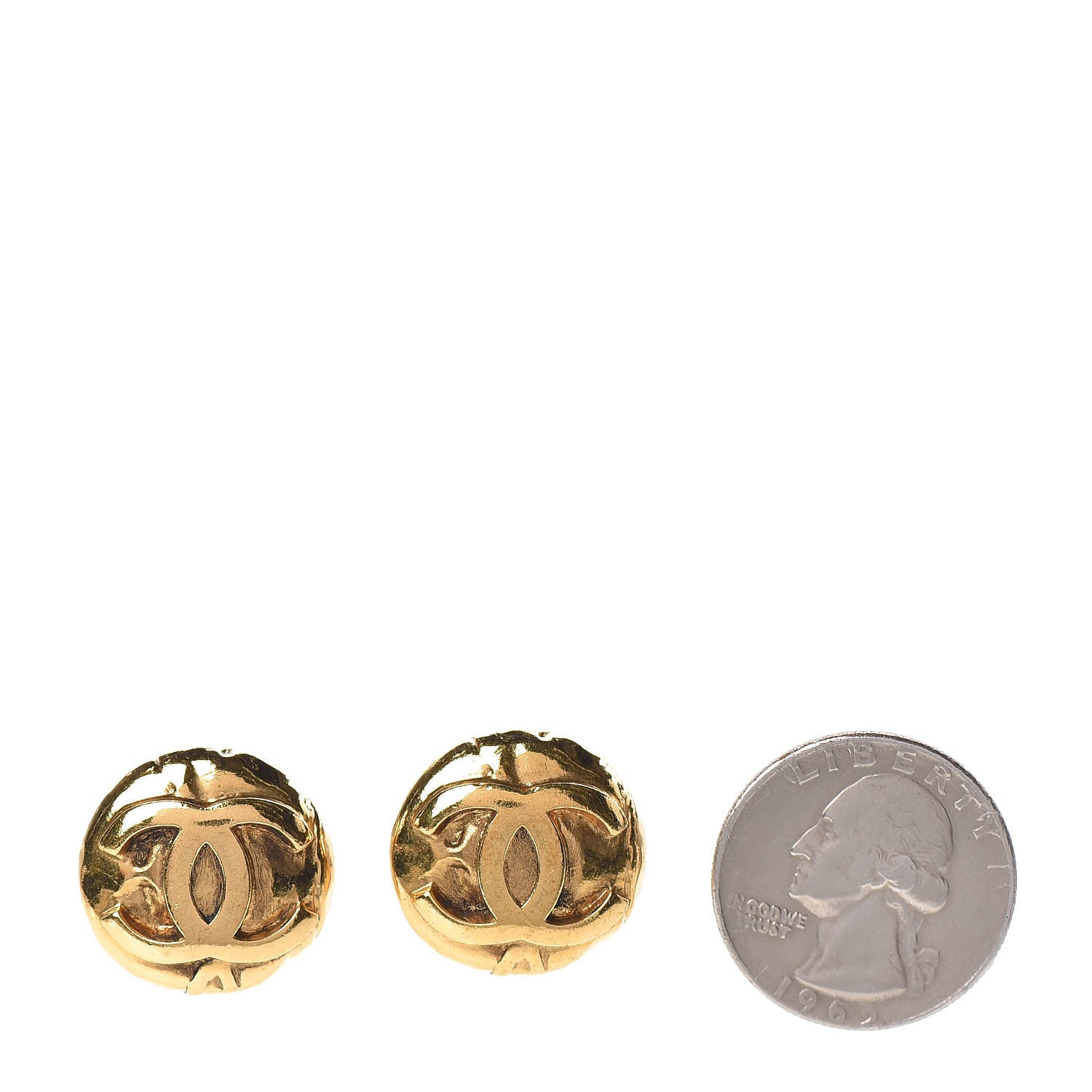 Chanel Round CC Clip On Earrings Gold 2 of 4