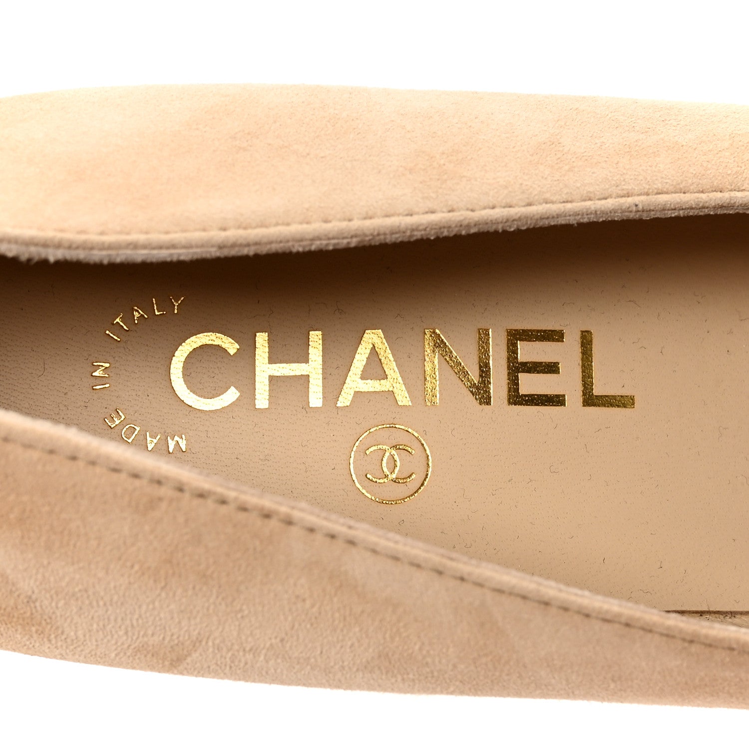 Chanel Suede Satin Cap Toe Low Heel Pumps 40 Beige Black 8 of 9