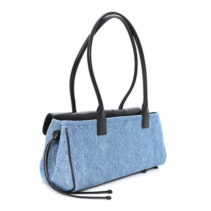 Chanel Calfskin Denim Stitched Urban Essentials Small Shopping Bag Blue Black 3 of 10