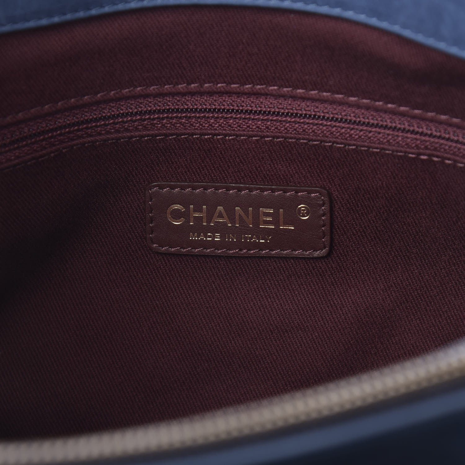 Chanel Iridescent Calfskin Surpique Chevron Tote Blue 5 of 12