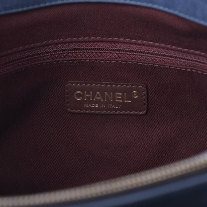 Chanel Iridescent Calfskin Surpique Chevron Tote Blue 5 of 12