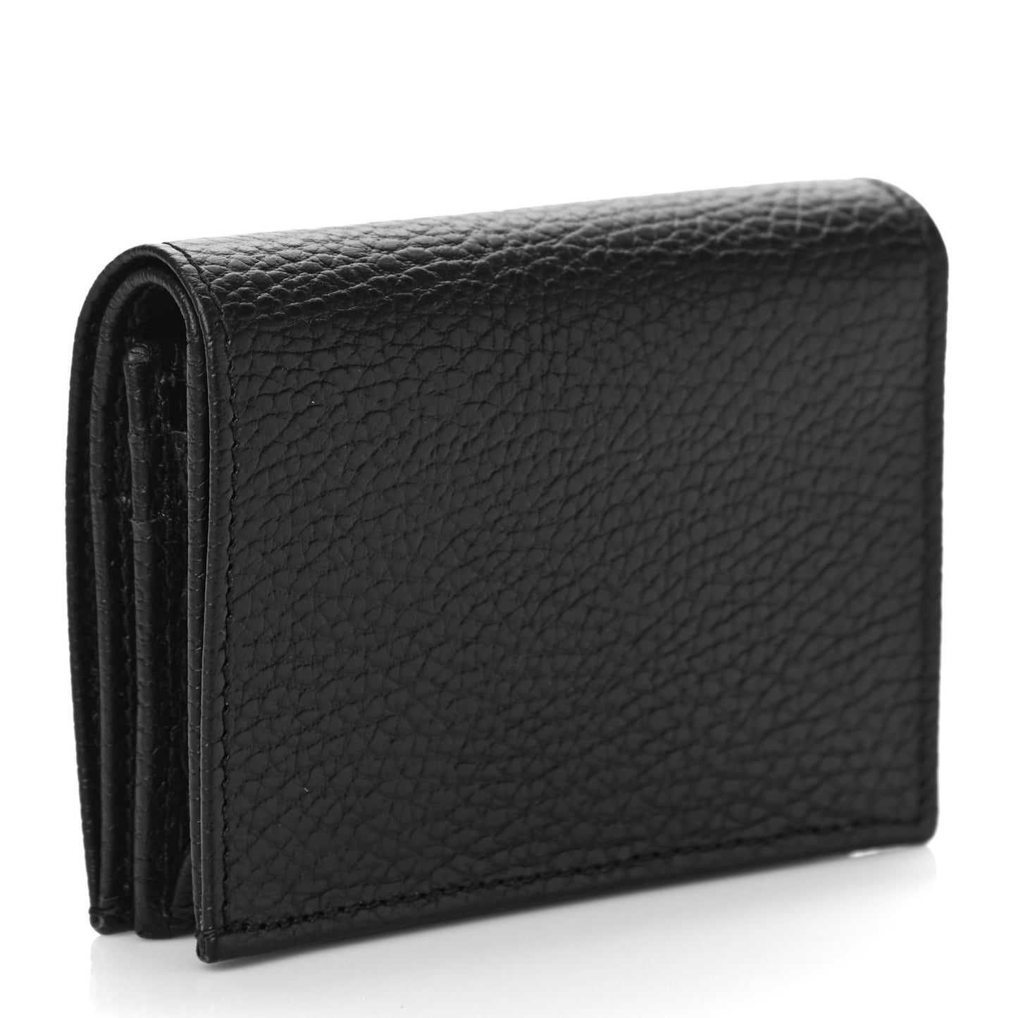 Dollar Calfskin Enamel Monochrome GG Marmont Card Case Black