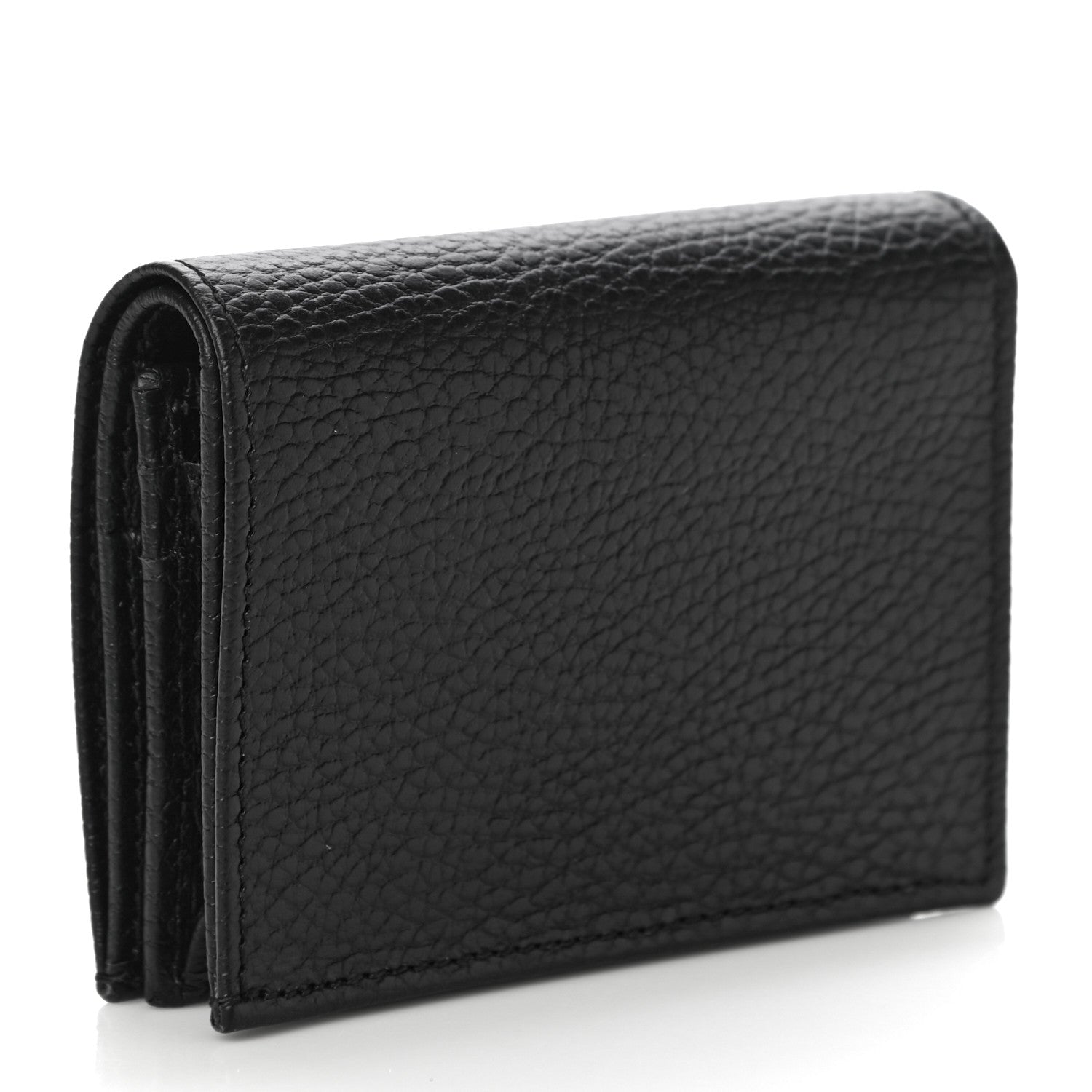 Gucci Dollar Calfskin Enamel Monochrome GG Marmont Card Case Black 3 of 10