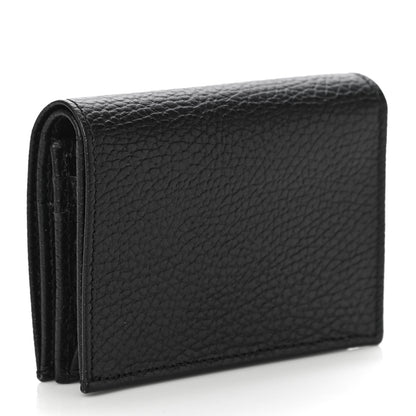 Gucci Dollar Calfskin Enamel Monochrome GG Marmont Card Case Black 3 of 10