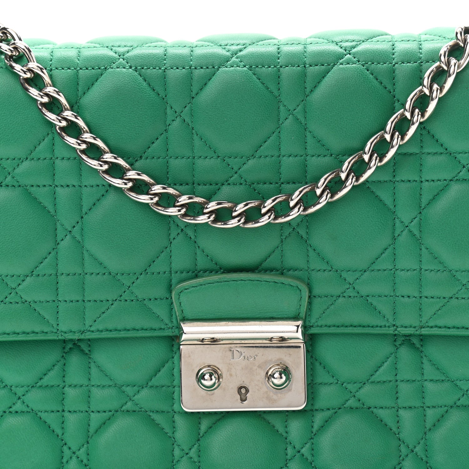 Christian Dior Lambskin Cannage Large Miss Dior Flap Green 7 of 11