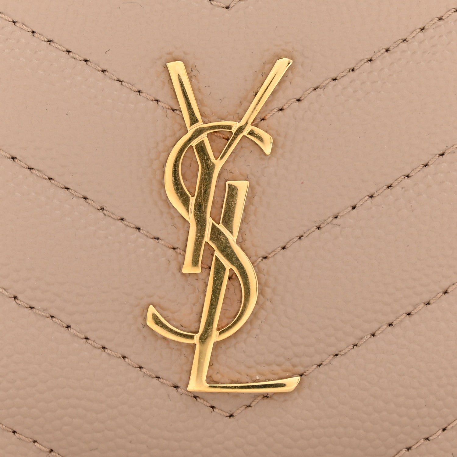 Saint Laurent Monogram Grain de Poudre 5 Fragments Zip Pouch Card Holder Dark Beige 9 of 9