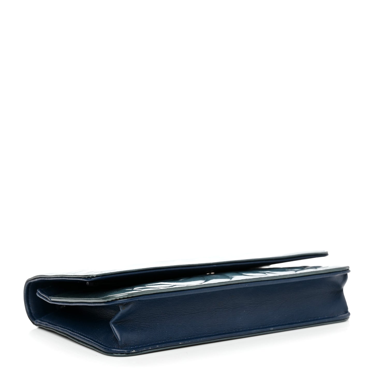 Patent Camellia Wallet on Chain WOC Royal Blue
