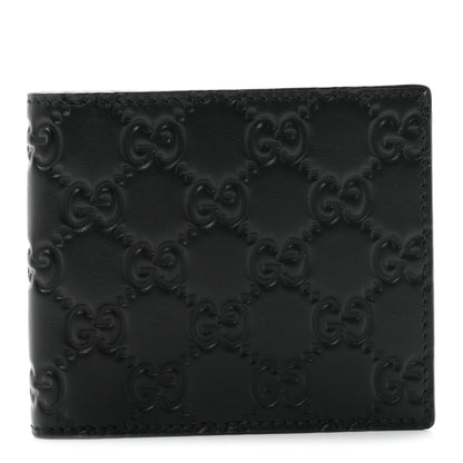 Gucci GG Calfskin Embossed Emblem Bi-Fold Wallet Black 1 of 7