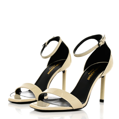 Saint Laurent Patent Calfskin Amber 85 Ankle Strap Sandals 35 Neutro 3 of 8