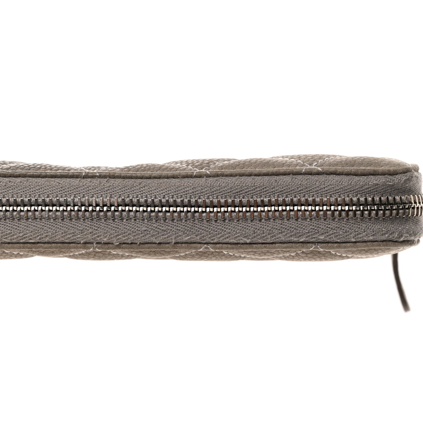 Caviar Quilted Large Gusset Zip Around Wallet Grey