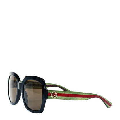 Gucci Acetate Oversize Square Web GG 0036S Sunglasses Black Green 1 of 4