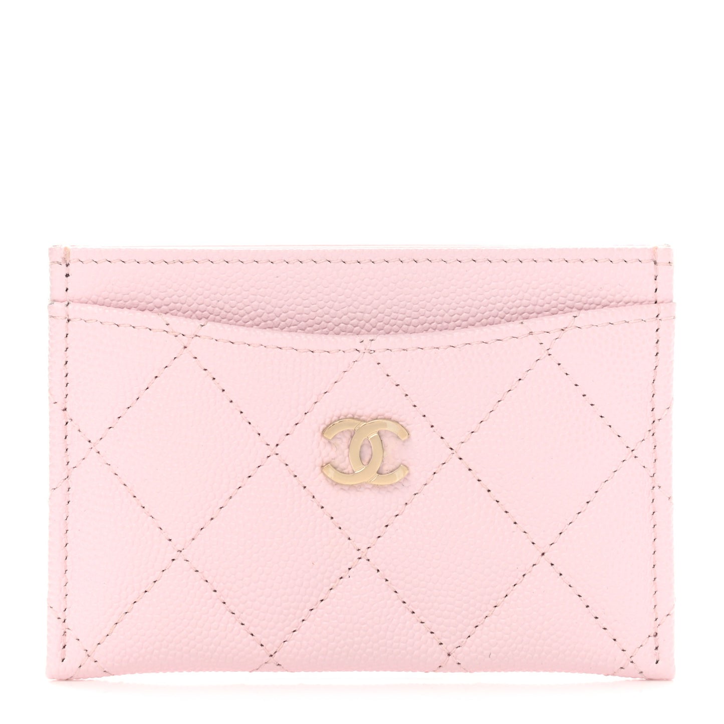 Caviar Quilted Card Holder Light Pink