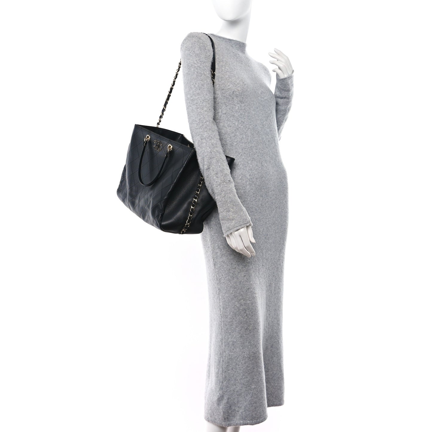 Bullskin Stitched Large Shopping Bag Black