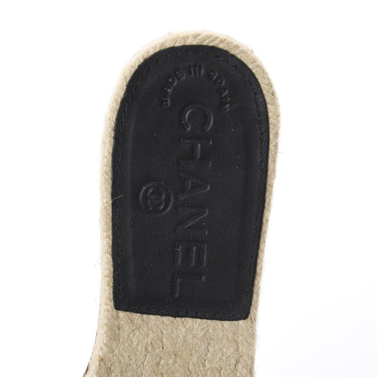 Chanel Lambskin CC Espadrille Slip On Sandals 36 Black 5 of 7