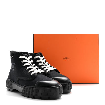Hermes Canvas Calfskin Itineraire Ankle Boot 38.5 Black 10 of 10