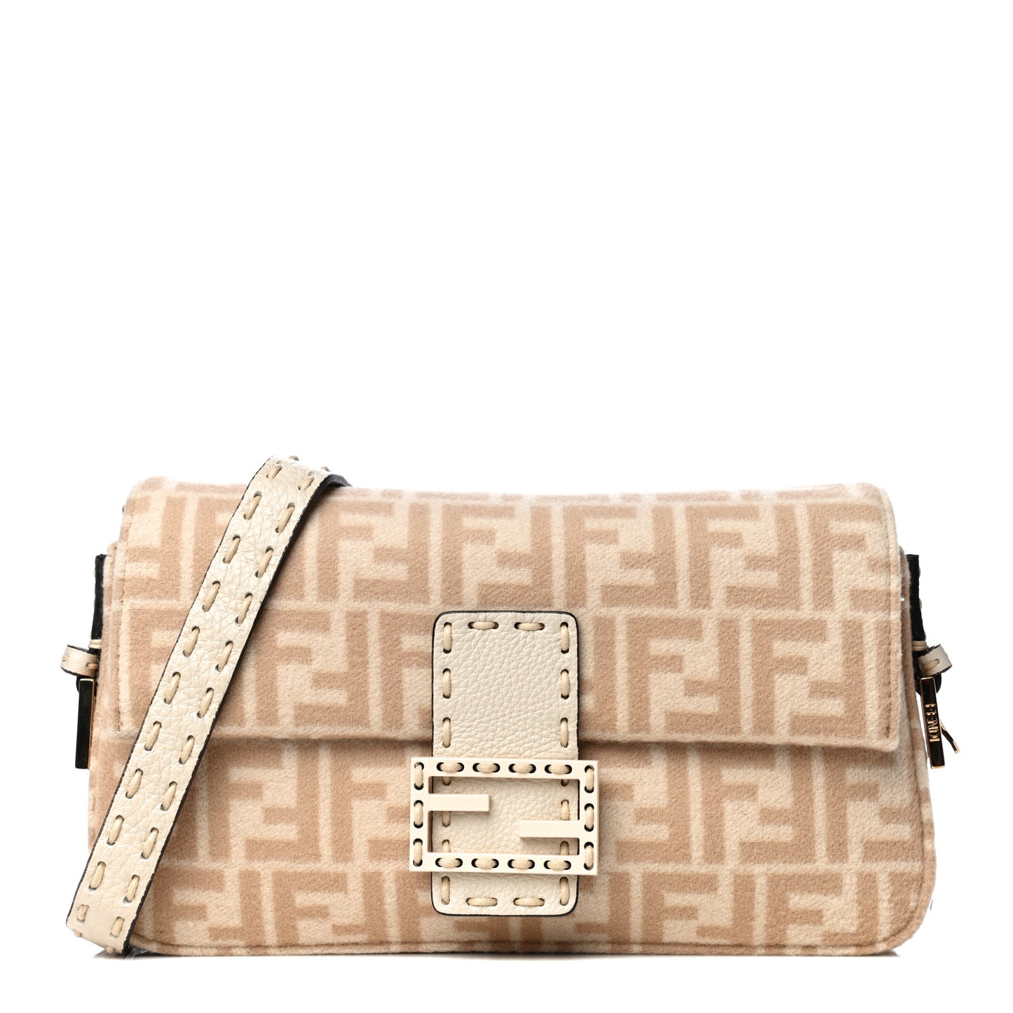Wool Cuoio Romano Selleria FF 1974 Baguette 1997 Beige Cammello Camelia
