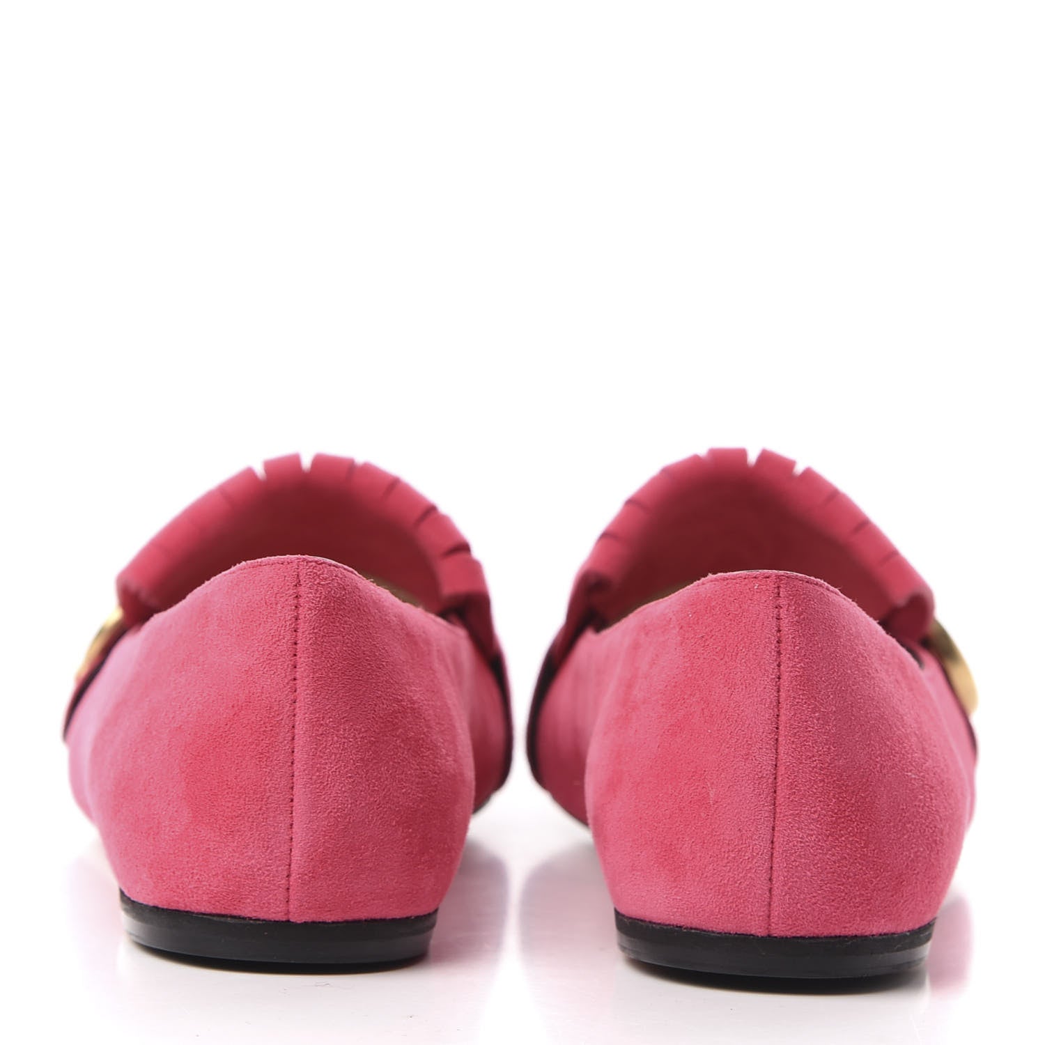 Gucci Kid Scamosciato GG Marmont Fringe Flats 37.5 Hot Pink 7 of 11