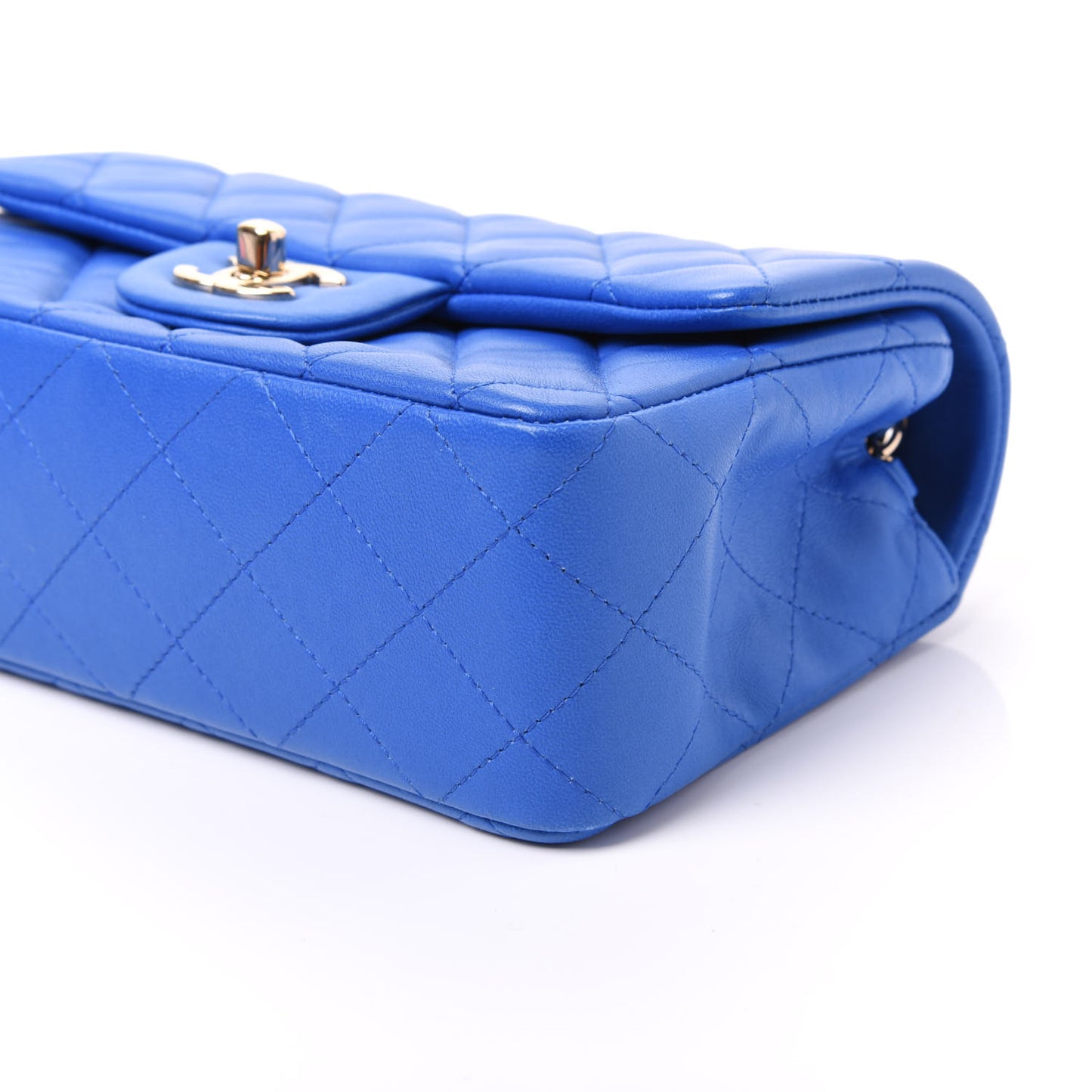 Lambskin Quilted Mini Rectangular Flap Blue