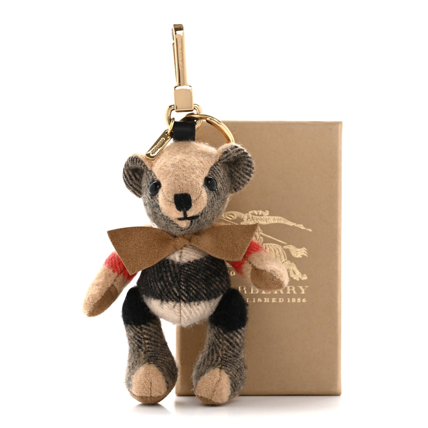 Cashmere Vintage Check Thomas Bear Bag Charm Antique Yellow