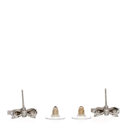 Chanel Crystal CC Bow Dangle Earrings Silver 3 of 5