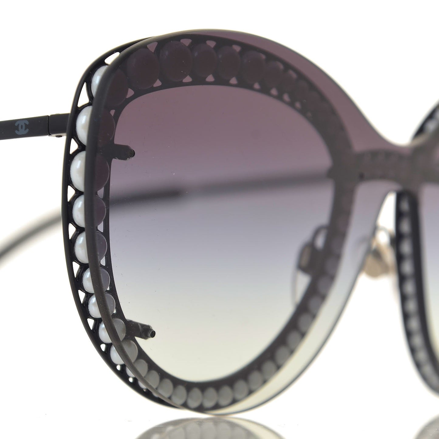Acetate Metal Pearl Butterfly Sunglasses 4236-H Black