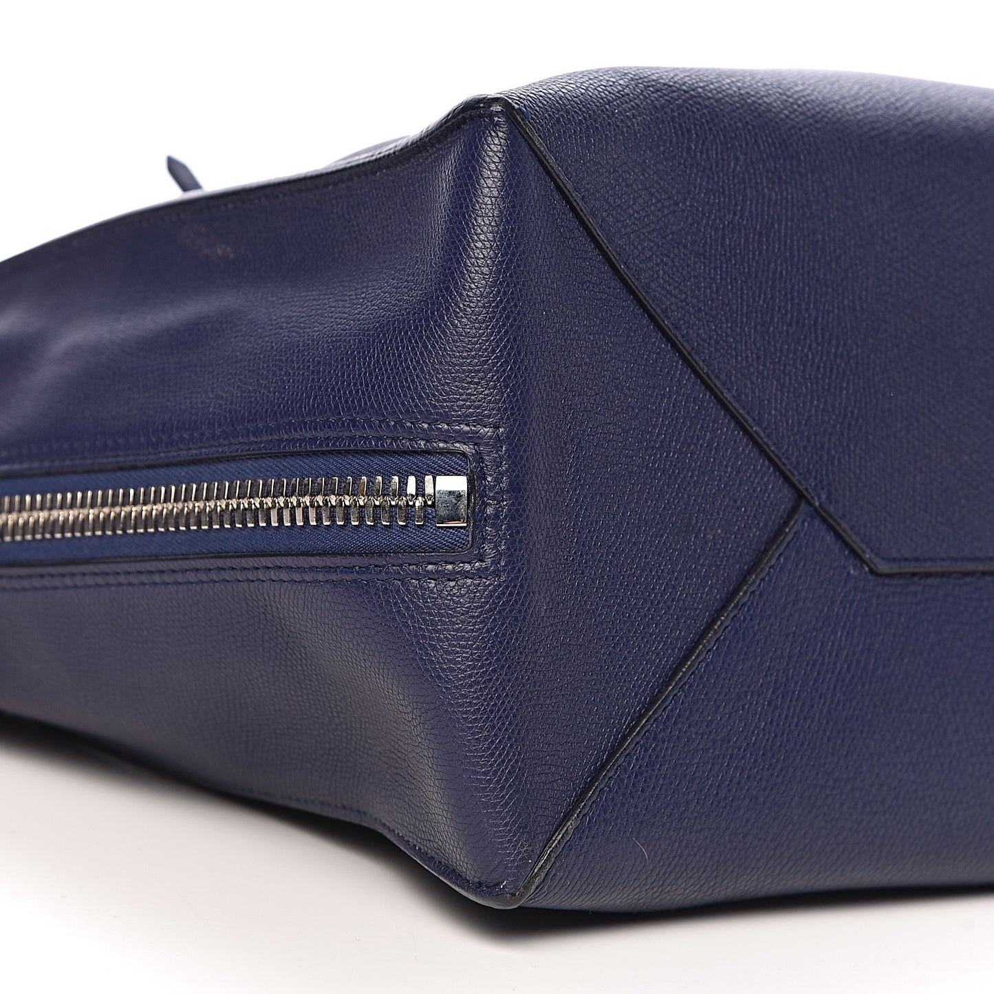 Calfskin Papier A4 Zip Around Plate Tote Bleu Indigo